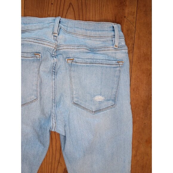 Frame Jeans Womens 27 Le Skinny De Jeanne Crop Light Wash Distressed Stretch - Picture 6 of 8